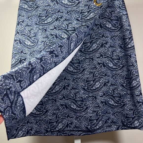MICHAEL MICHAEL KORS Women’s Faux Wrap Paisley Print Skirt Blue/White Small - Picture 6 of 9